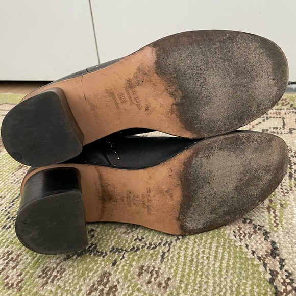 Rag & Bone Willow Black Leather Stud Heeled Boots - Picture 5 of 5